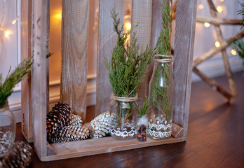 vase with Christmas tree branches