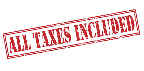 all taxes included red stamp on white background