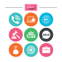 Online shopping, e-commerce and business icons.