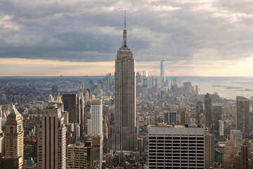 Fototapeta na wymiar aerial view of Manhattan financial district