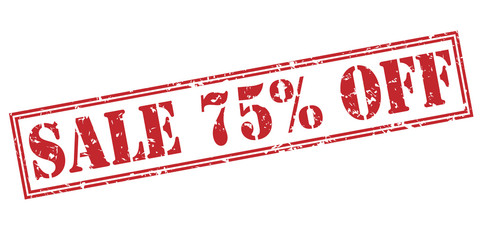 sale 75% off red stamp on white background