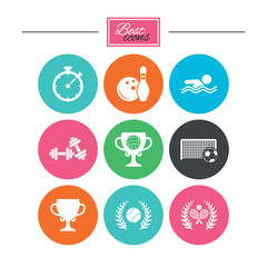 Sport games, fitness icon. Football, tennis.