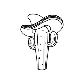 mexican cactus character with hat vector illustration