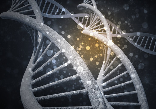 DNA molecules background, 3D rendering