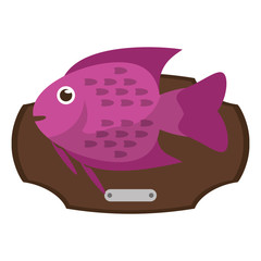 Fish animal cartoon over table icon. Sea life ecosystem fauna and ocean theme. Isolated design. Vector illustration