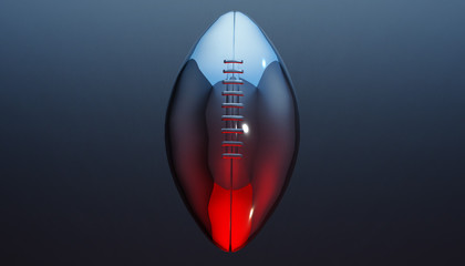 American football ball on various material and background, 3d rendering