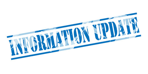 information update blue stamp on white background