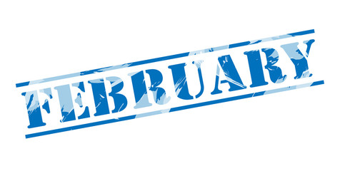 february blue stamp on white background