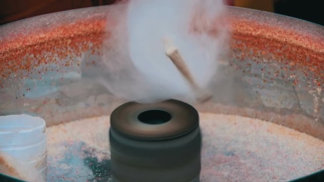 Making of Cotton Candy in Slow Motion