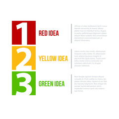 Presentation template with numbers from 1 to 3. Shows steps or options.