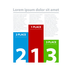 Three colorful banners in the form of a pedestal.