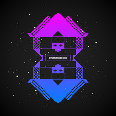 Fototapeta premium Futuristic design element in 80s style with colorful gradient on dark background. Useful as poster or print.