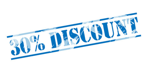 30% discount blue stamp on white background