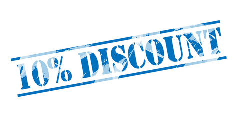 10% discount blue stamp on white background