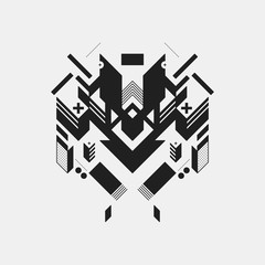 Obraz premium Abstract symmetric design element on white background. Geometric modern art style.