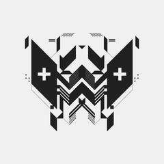 Abstract symmetric design element on white background. Geometric modern art style.