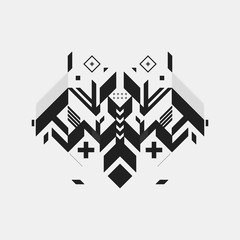 Abstract symmetric design element on white background. Geometric modern art style.