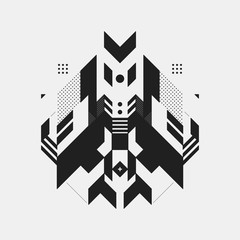 Abstract symmetric design element on white background. Geometric modern art style.