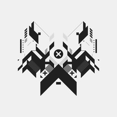 Abstract symmetric design element on white background. Geometric modern art style.