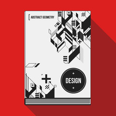 Book cover design template with abstract geometric elements. Style of modern art and graffiti.