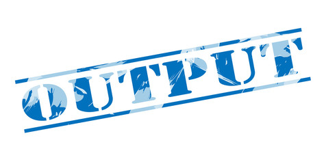 output blue stamp on white background