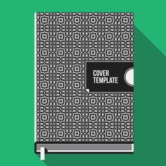 Book cover design template with monochrome geometric pattern. Useful for books, notebooks, annual reports or another media.