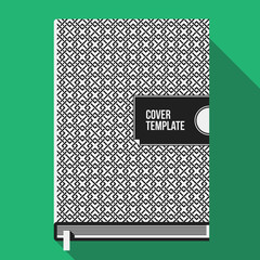 Book cover design template with monochrome geometric pattern. Useful for books, notebooks, annual reports or another media.