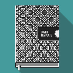 Book cover design template with monochrome geometric pattern. Useful for books, notebooks, annual reports or another media.
