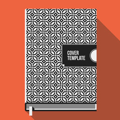 Book cover design template with monochrome geometric pattern. Useful for books, notebooks, annual reports or another media.