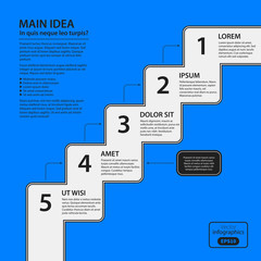 Corporate design template on blue background. Black and white colors. Useful for advertising, presentations and web design.