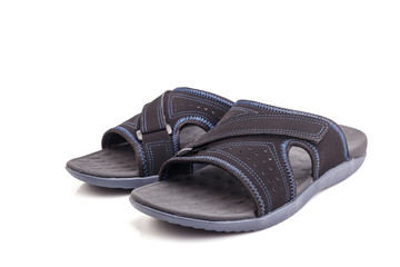 New black men's sandals isolated on white