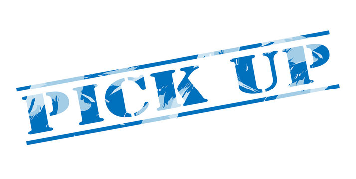 pick up blue stamp on white background