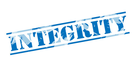 integrity blue stamp on white background