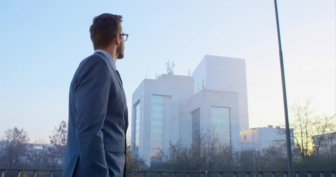 Perspective Business Man Receives An Email And Makes A Move