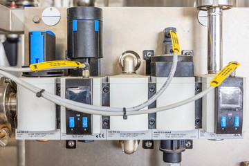 Programmable logic controller.Electrical control wire system in cabinet for machine