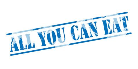 all you can eat blue stamp on white background