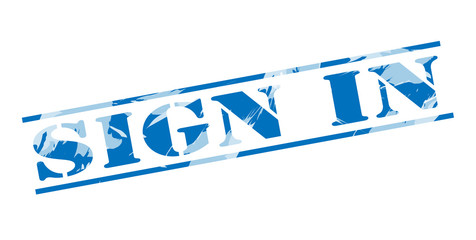 sign in blue stamp on white background