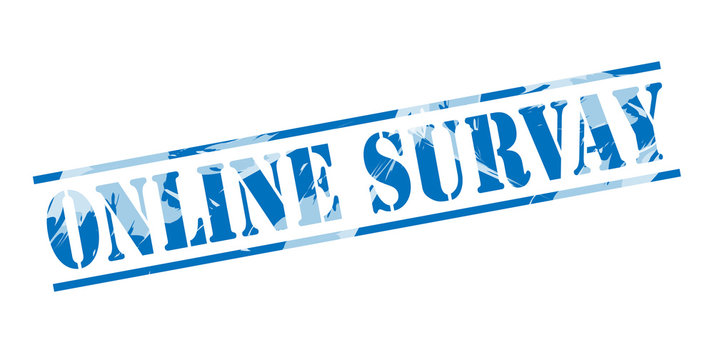 online survay blue stamp on white background