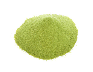 green powder heap isolated on white background