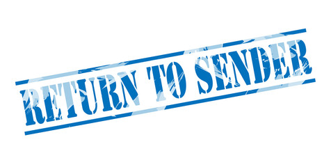 return to sender blue stamp on white background