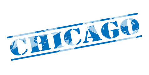 chicago blue stamp on white background