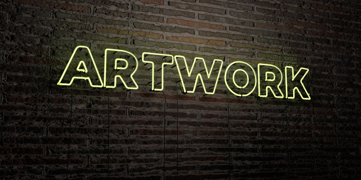 ARTWORK -Realistic Neon Sign on Brick Wall background - 3D rendered royalty free stock image. Can be used for online banner ads and direct mailers..