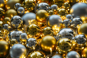 Gold, silver and white Christmas balls
