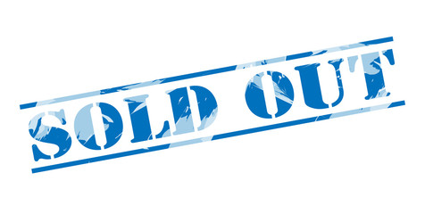 sold out blue stamp on white background