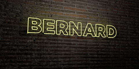 BERNARD -Realistic Neon Sign on Brick Wall background - 3D rendered royalty free stock image. Can be used for online banner ads and direct mailers..
