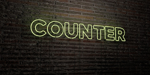 COUNTER -Realistic Neon Sign on Brick Wall background - 3D rendered royalty free stock image. Can be used for online banner ads and direct mailers..