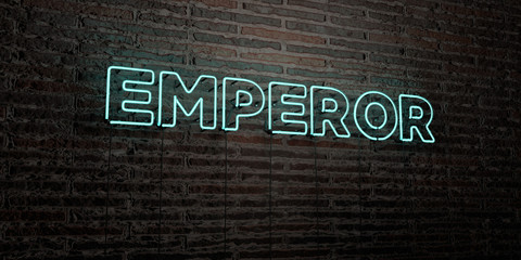 EMPEROR -Realistic Neon Sign on Brick Wall background - 3D rendered royalty free stock image. Can be used for online banner ads and direct mailers..