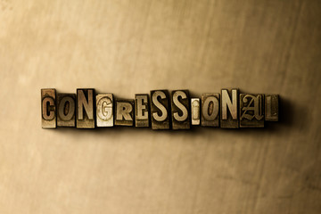 CONGRESSIONAL - close-up of grungy vintage typeset word on metal backdrop. Royalty free stock illustration.  Can be used for online banner ads and direct mail.