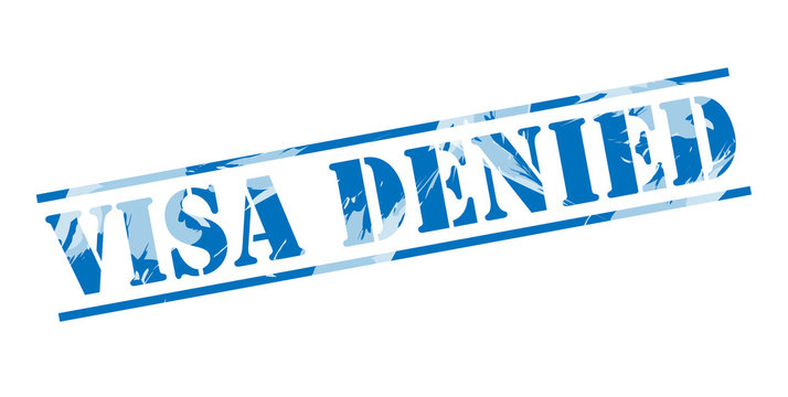 visa denied blue stamp on white background