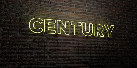 CENTURY -Realistic Neon Sign on Brick Wall background - 3D rendered royalty free stock image. Can be used for online banner ads and direct mailers..